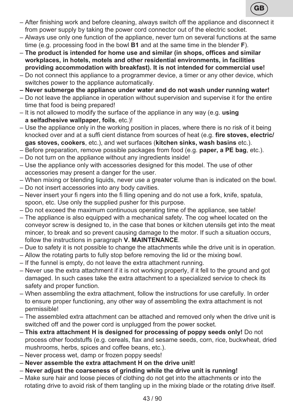 ETA Gratus Maxipasta User Manual | Page 43 / 92