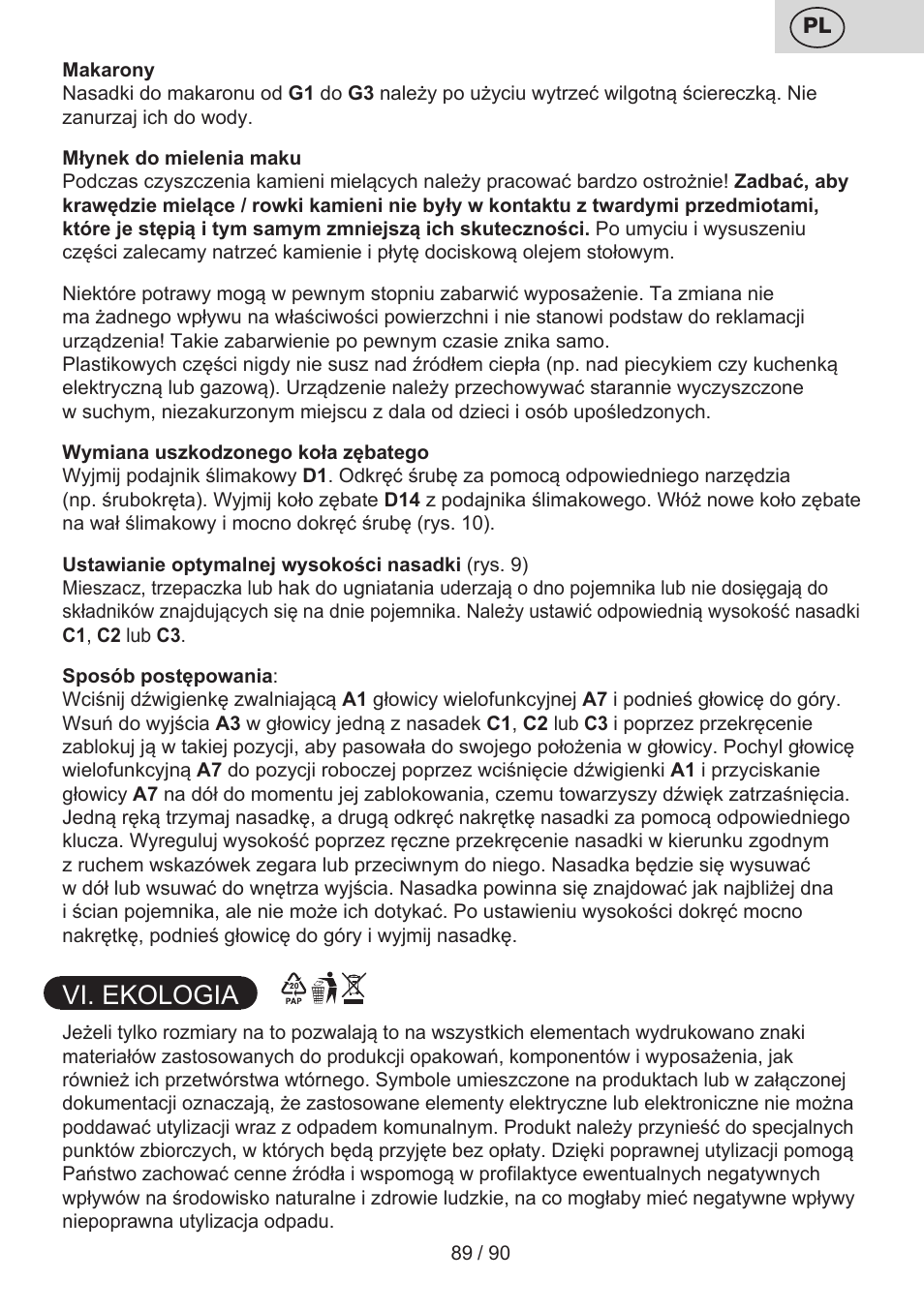 Vi. ekologia | ETA Gratus Maxipasta User Manual | Page 89 / 92
