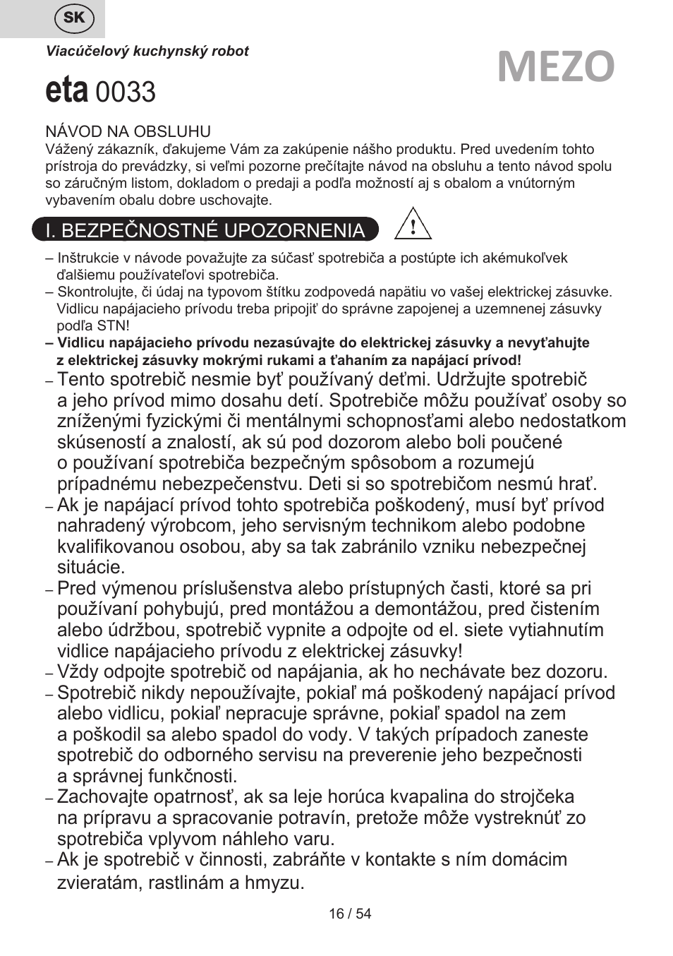 Mezo | ETA Mezo User Manual | Page 16 / 56