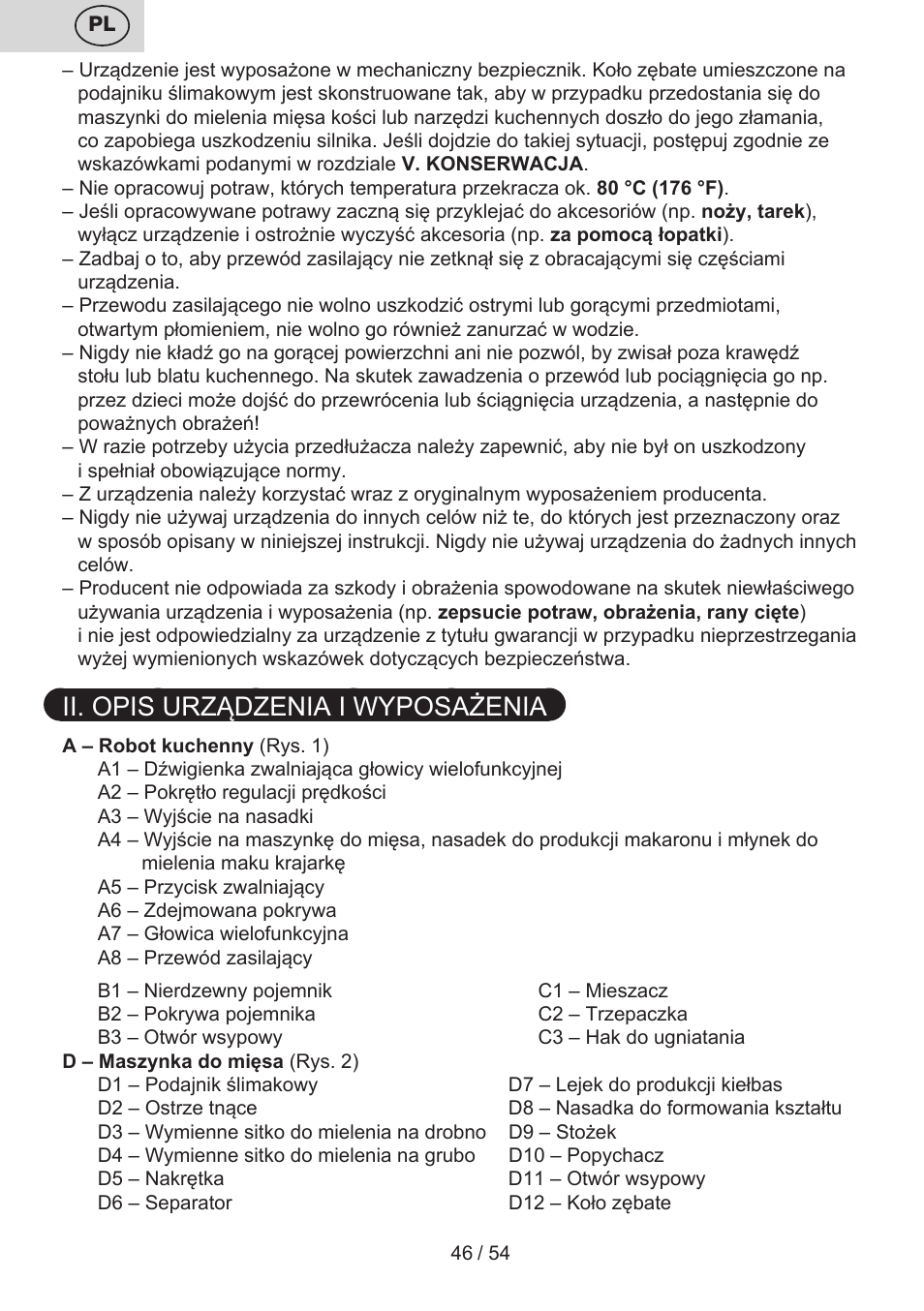 Ii. opis urządzenia i wyposażenia | ETA Mezo User Manual | Page 46 / 56