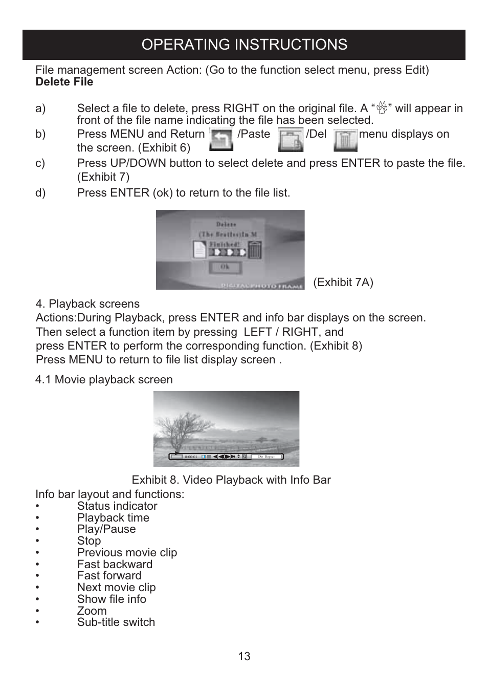 Operating instructions | Curtis DPF711A User Manual | Page 14 / 20