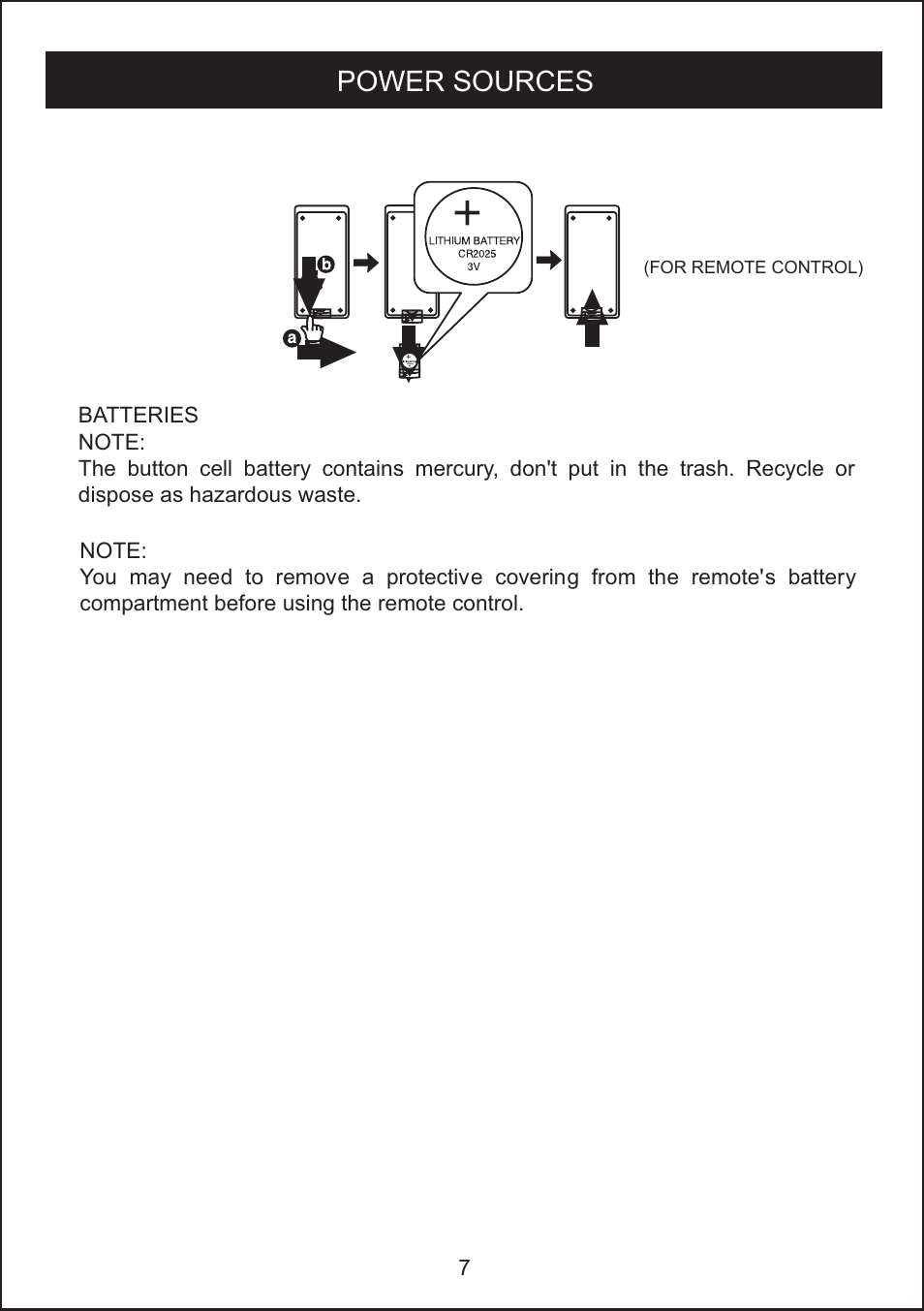 Power sources | Curtis DPF711A User Manual | Page 8 / 20