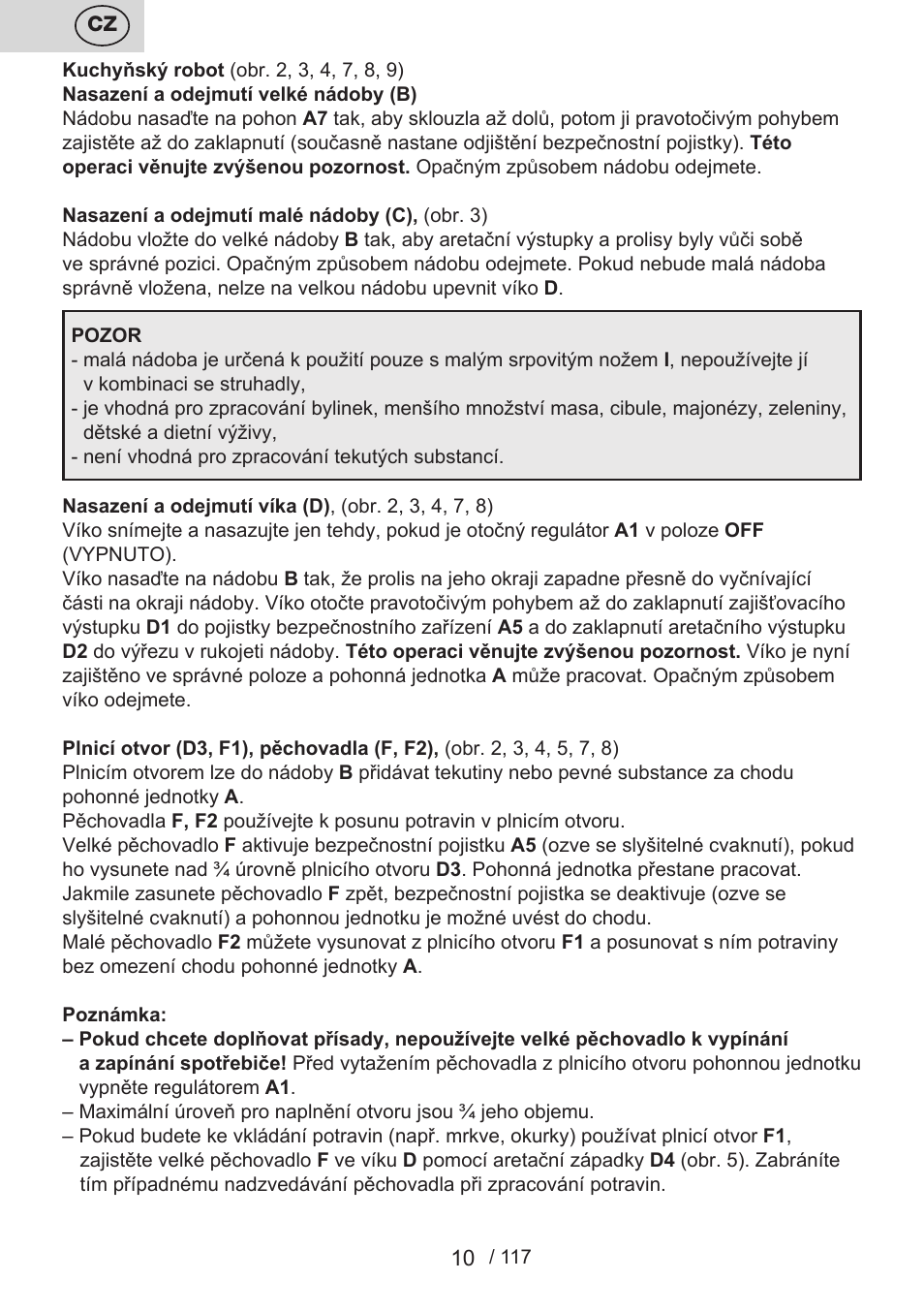 ETA Centrino s doplňkovým příslušenstvím User Manual | Page 10 / 120