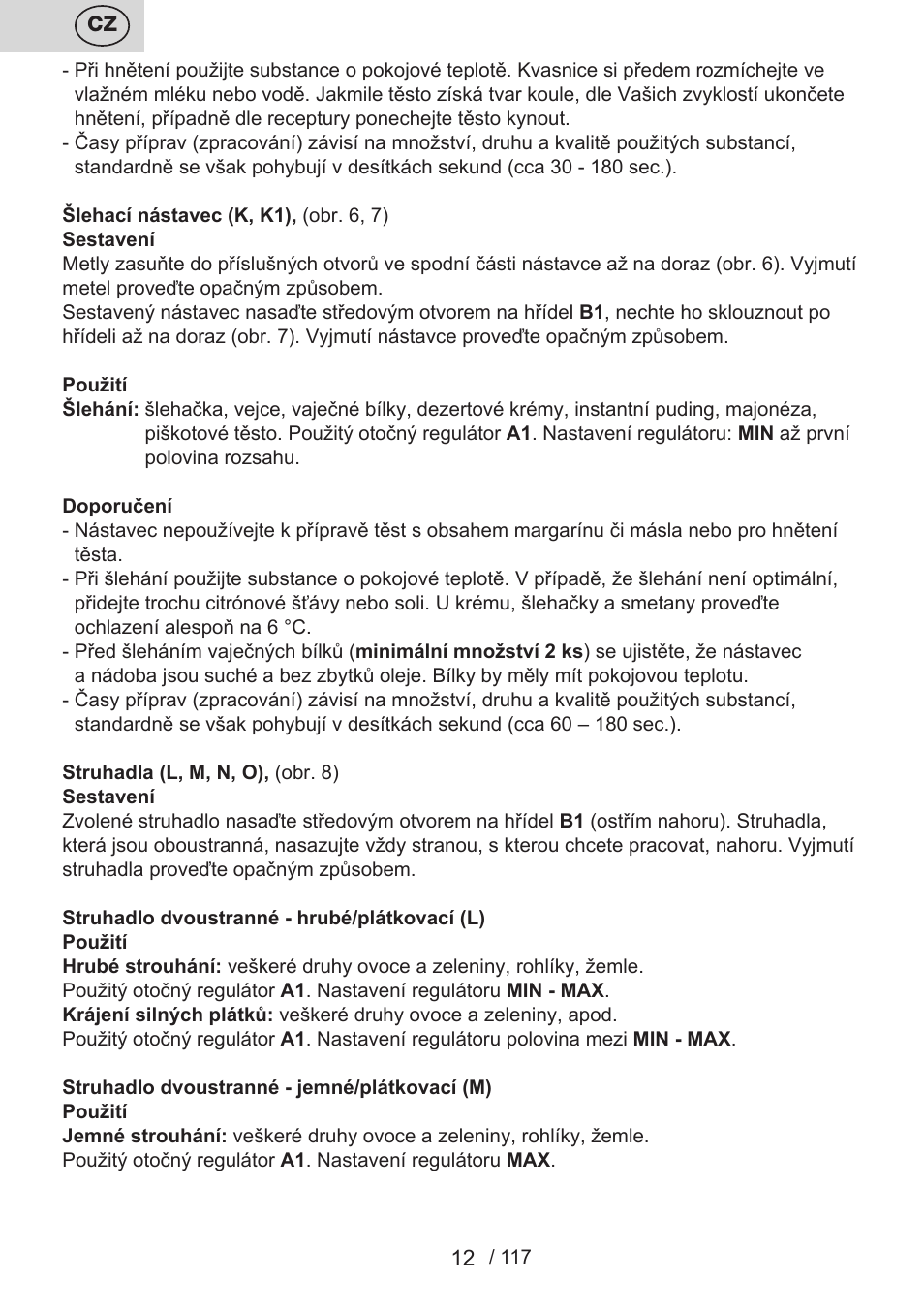 ETA Centrino s doplňkovým příslušenstvím User Manual | Page 12 / 120