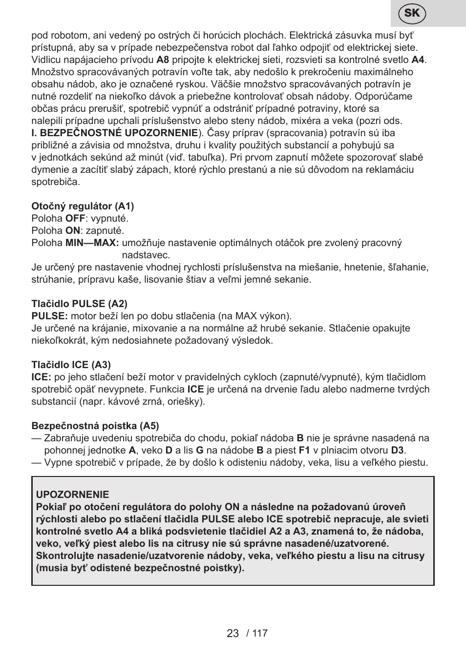 ETA Centrino s doplňkovým příslušenstvím User Manual | Page 23 / 120