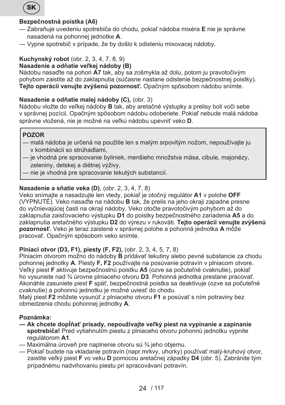ETA Centrino s doplňkovým příslušenstvím User Manual | Page 24 / 120