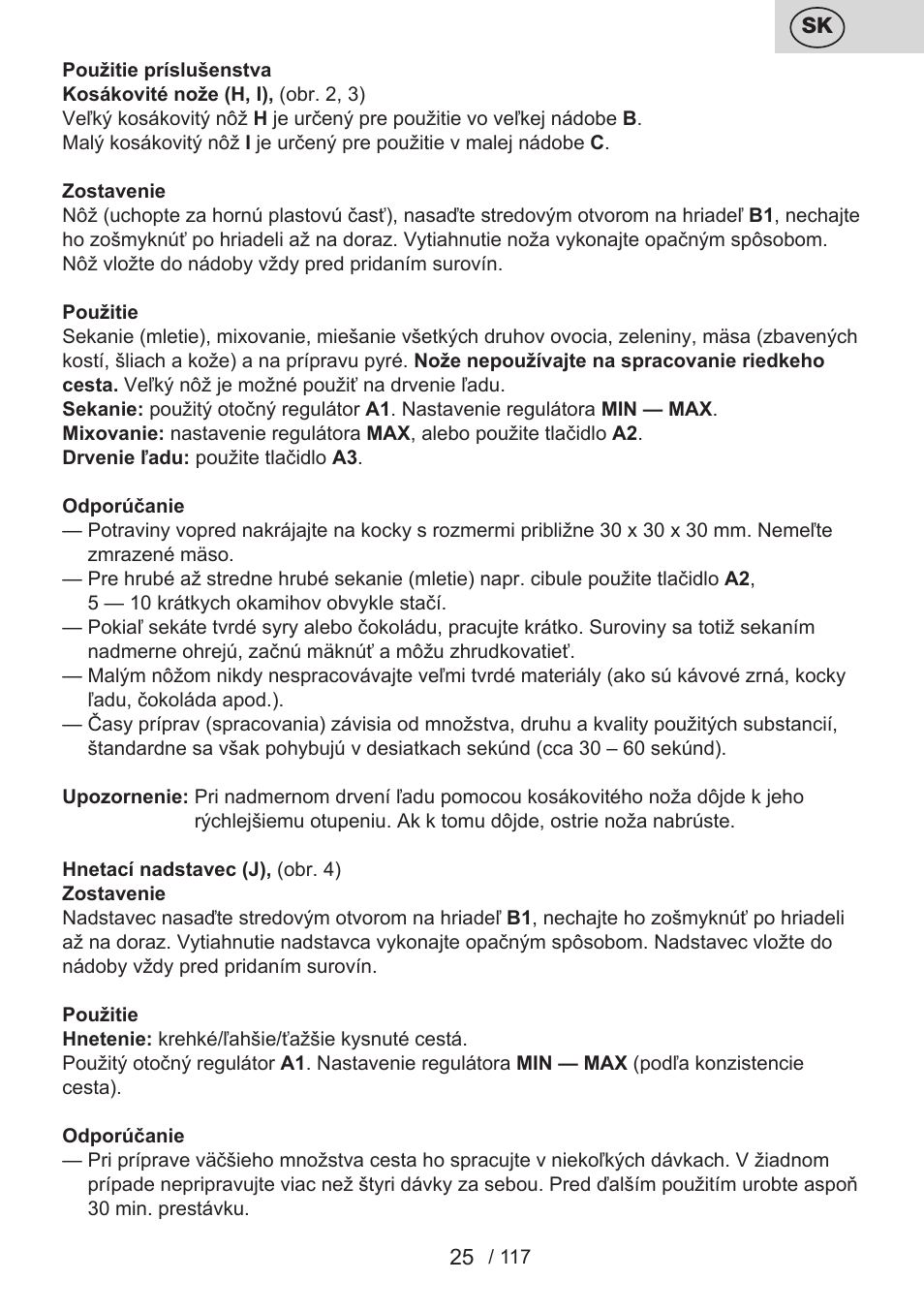 ETA Centrino s doplňkovým příslušenstvím User Manual | Page 25 / 120