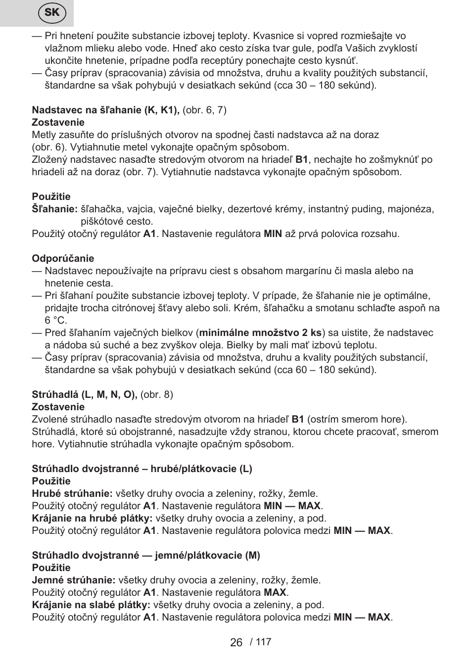 ETA Centrino s doplňkovým příslušenstvím User Manual | Page 26 / 120