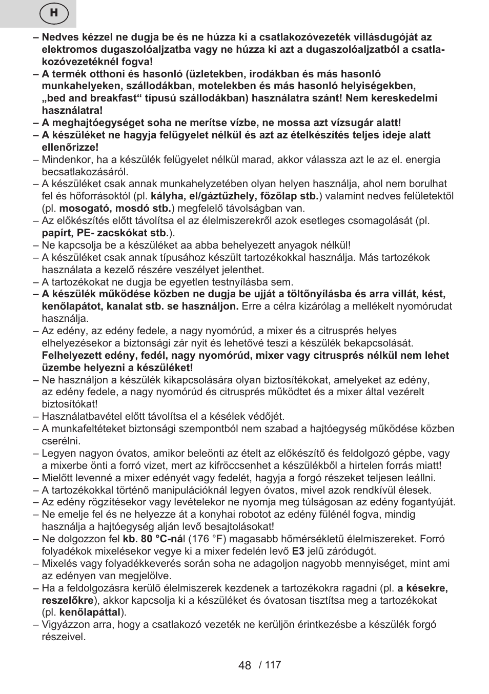 ETA Centrino s doplňkovým příslušenstvím User Manual | Page 48 / 120