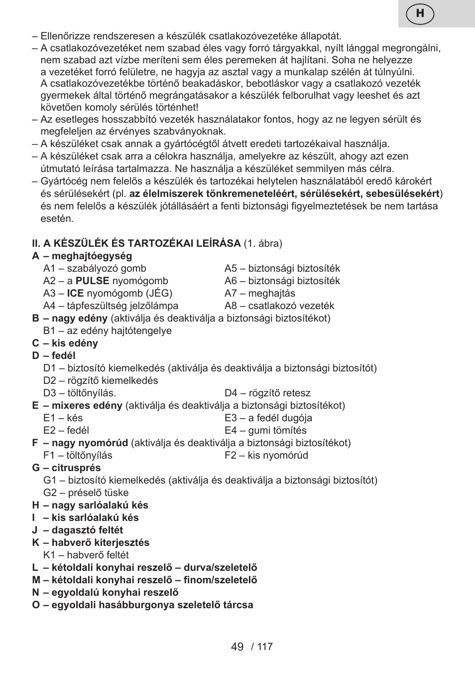 ETA Centrino s doplňkovým příslušenstvím User Manual | Page 49 / 120