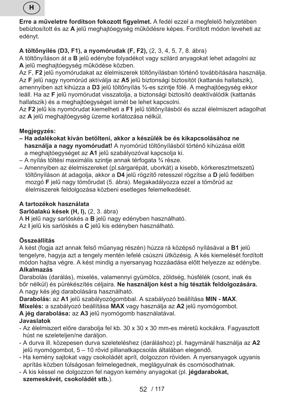ETA Centrino s doplňkovým příslušenstvím User Manual | Page 52 / 120