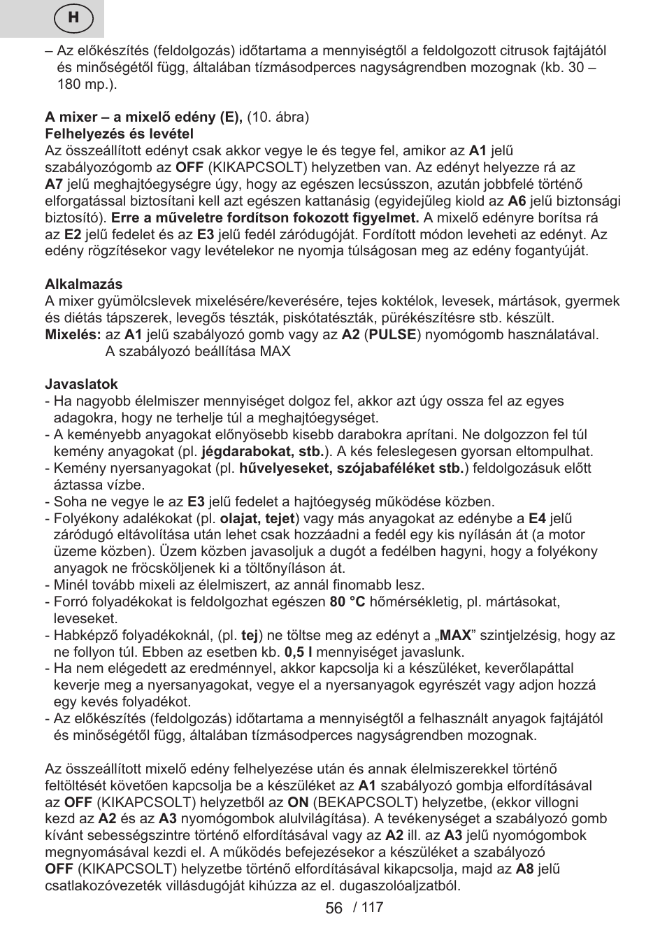 ETA Centrino s doplňkovým příslušenstvím User Manual | Page 56 / 120