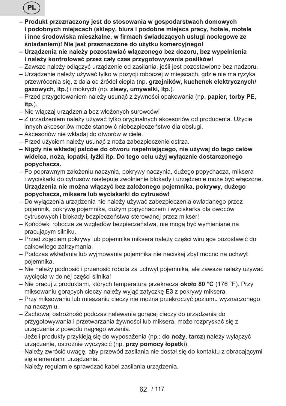 ETA Centrino s doplňkovým příslušenstvím User Manual | Page 62 / 120