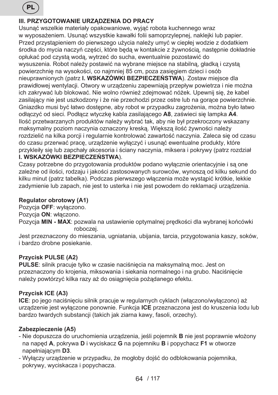 ETA Centrino s doplňkovým příslušenstvím User Manual | Page 64 / 120