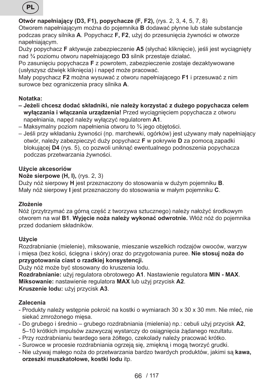 ETA Centrino s doplňkovým příslušenstvím User Manual | Page 66 / 120