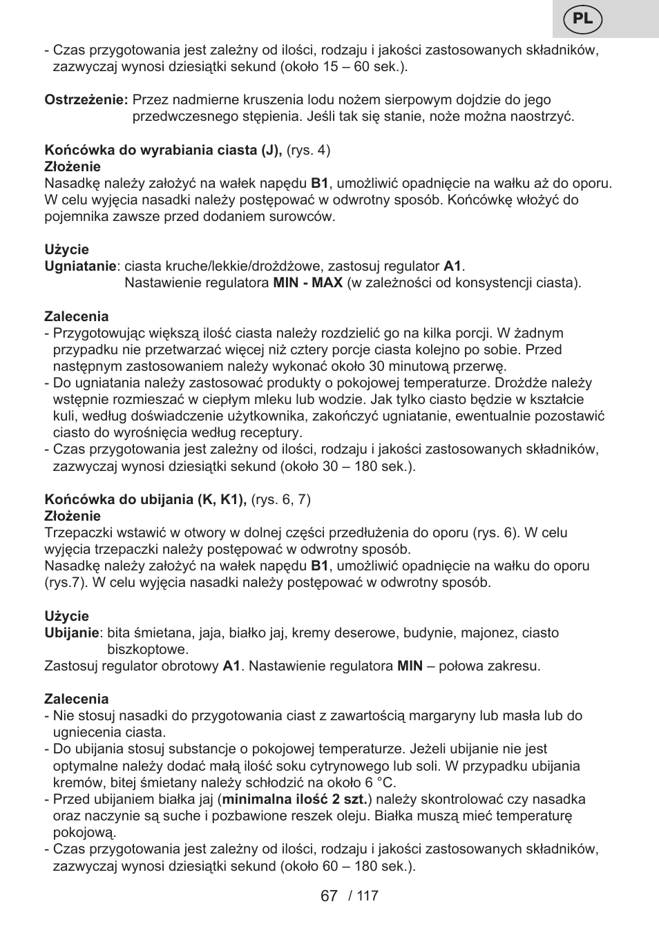 ETA Centrino s doplňkovým příslušenstvím User Manual | Page 67 / 120