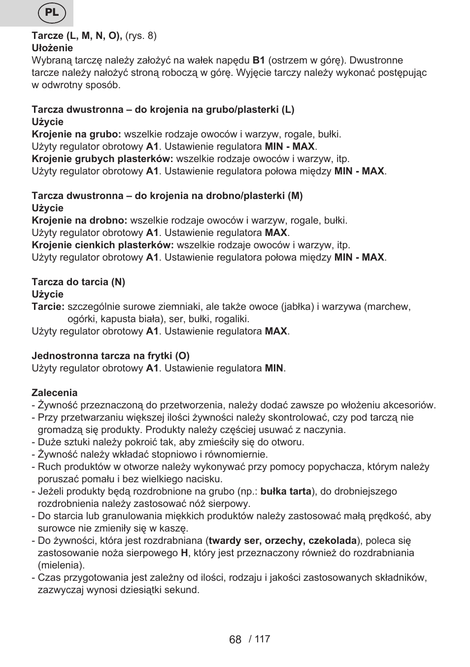 ETA Centrino s doplňkovým příslušenstvím User Manual | Page 68 / 120
