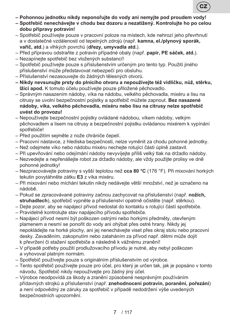ETA Centrino s doplňkovým příslušenstvím User Manual | Page 7 / 120