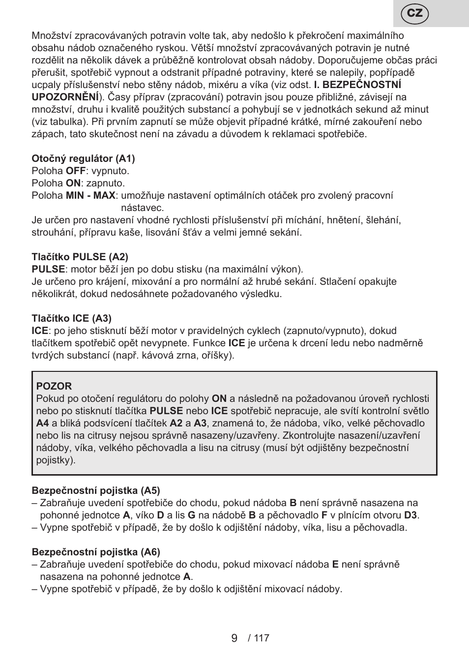 ETA Centrino s doplňkovým příslušenstvím User Manual | Page 9 / 120
