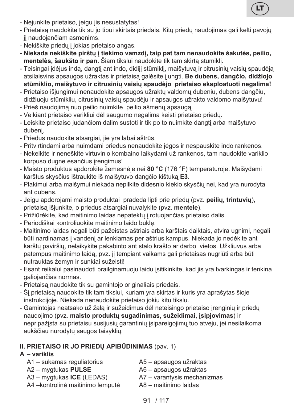 ETA Centrino s doplňkovým příslušenstvím User Manual | Page 91 / 120