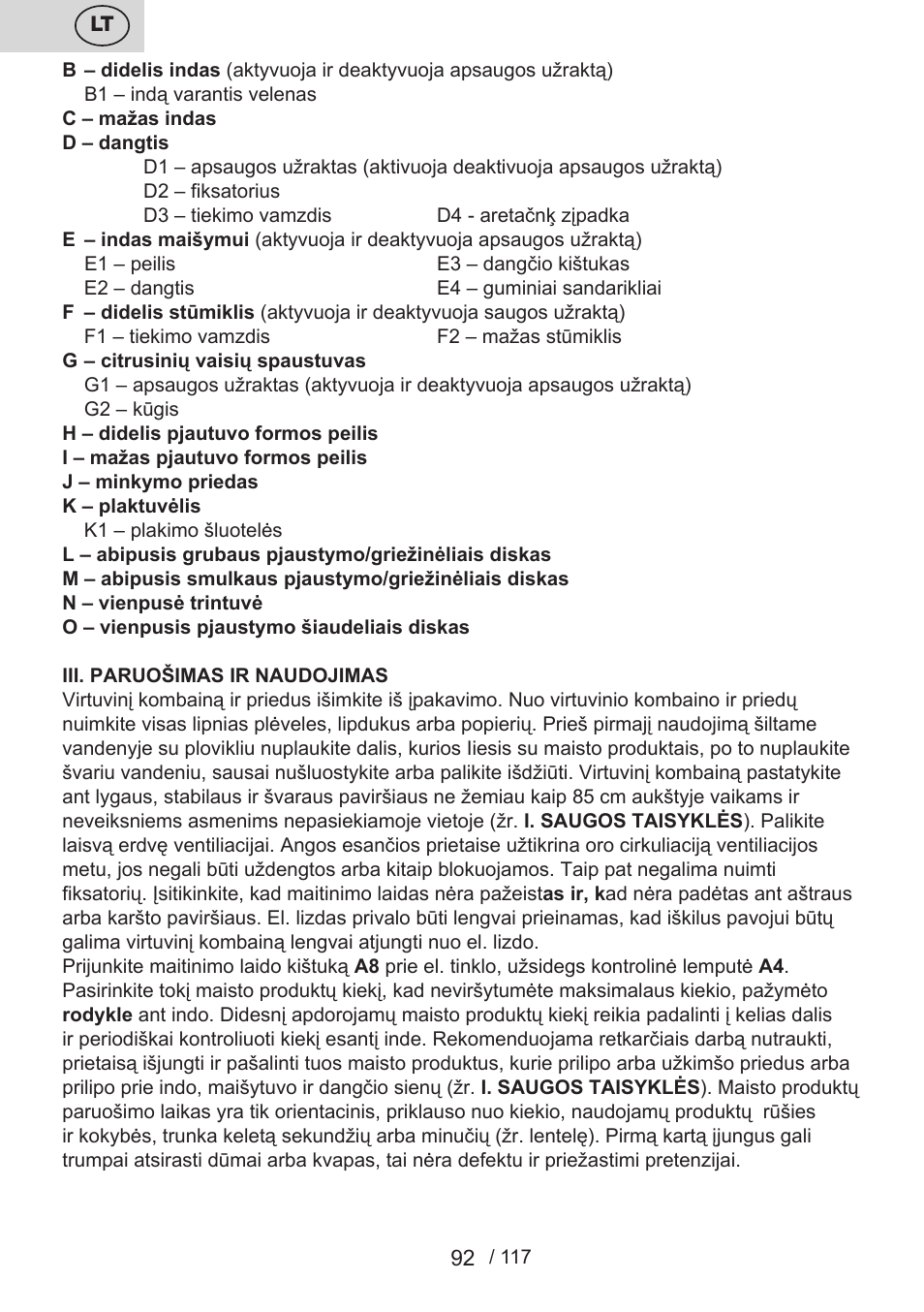 ETA Centrino s doplňkovým příslušenstvím User Manual | Page 92 / 120