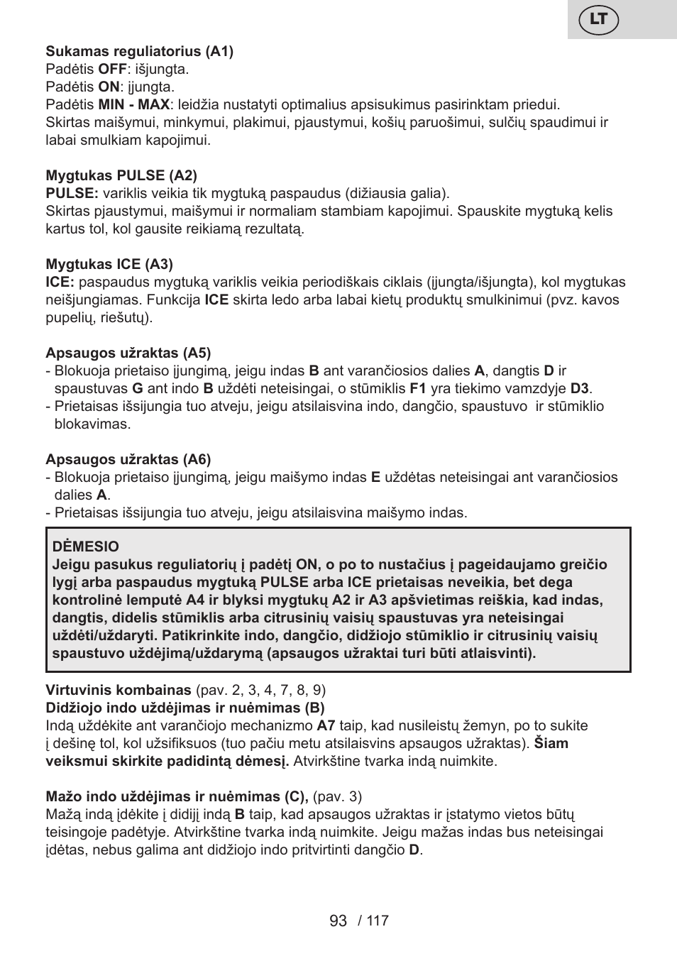 ETA Centrino s doplňkovým příslušenstvím User Manual | Page 93 / 120