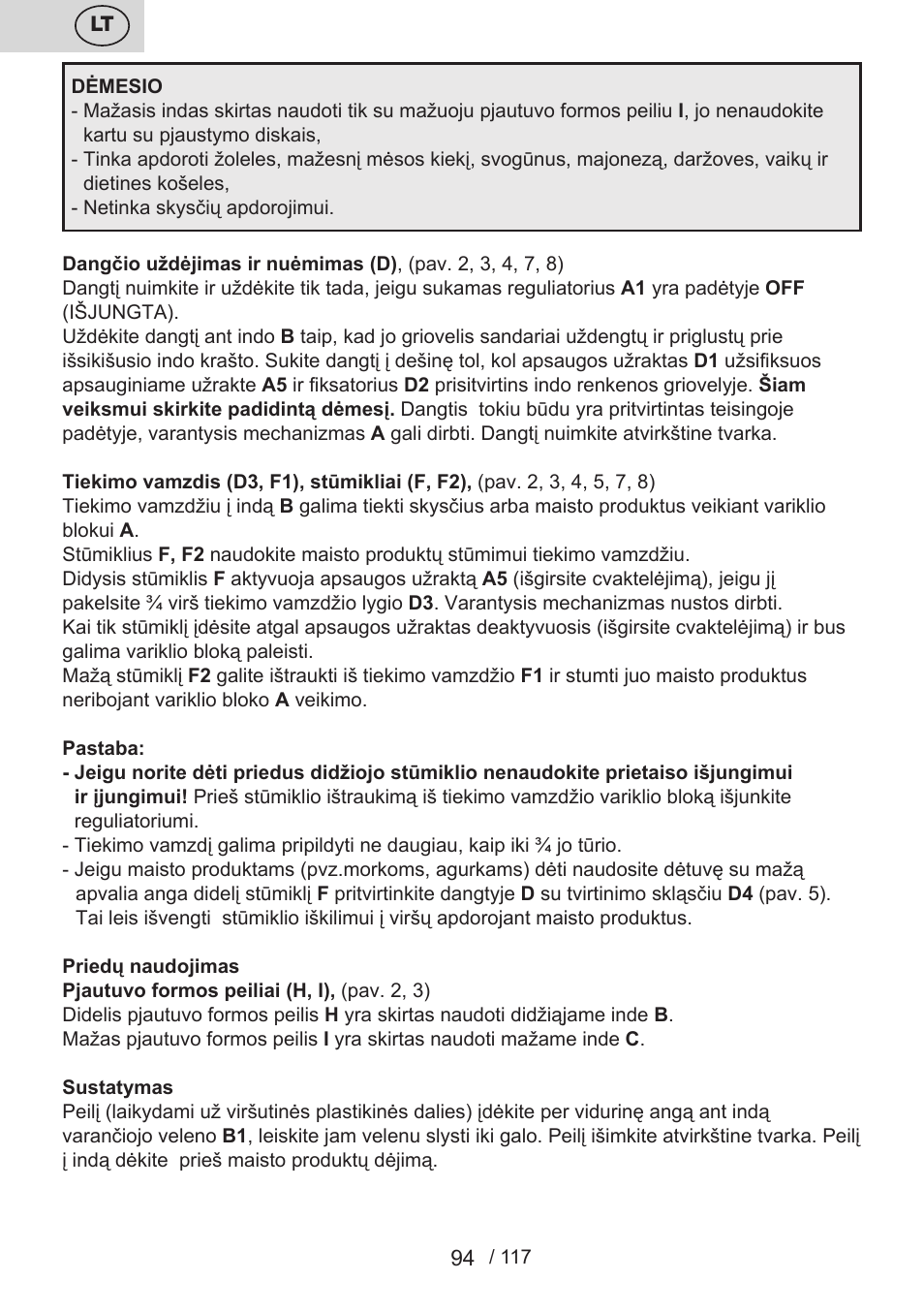 ETA Centrino s doplňkovým příslušenstvím User Manual | Page 94 / 120