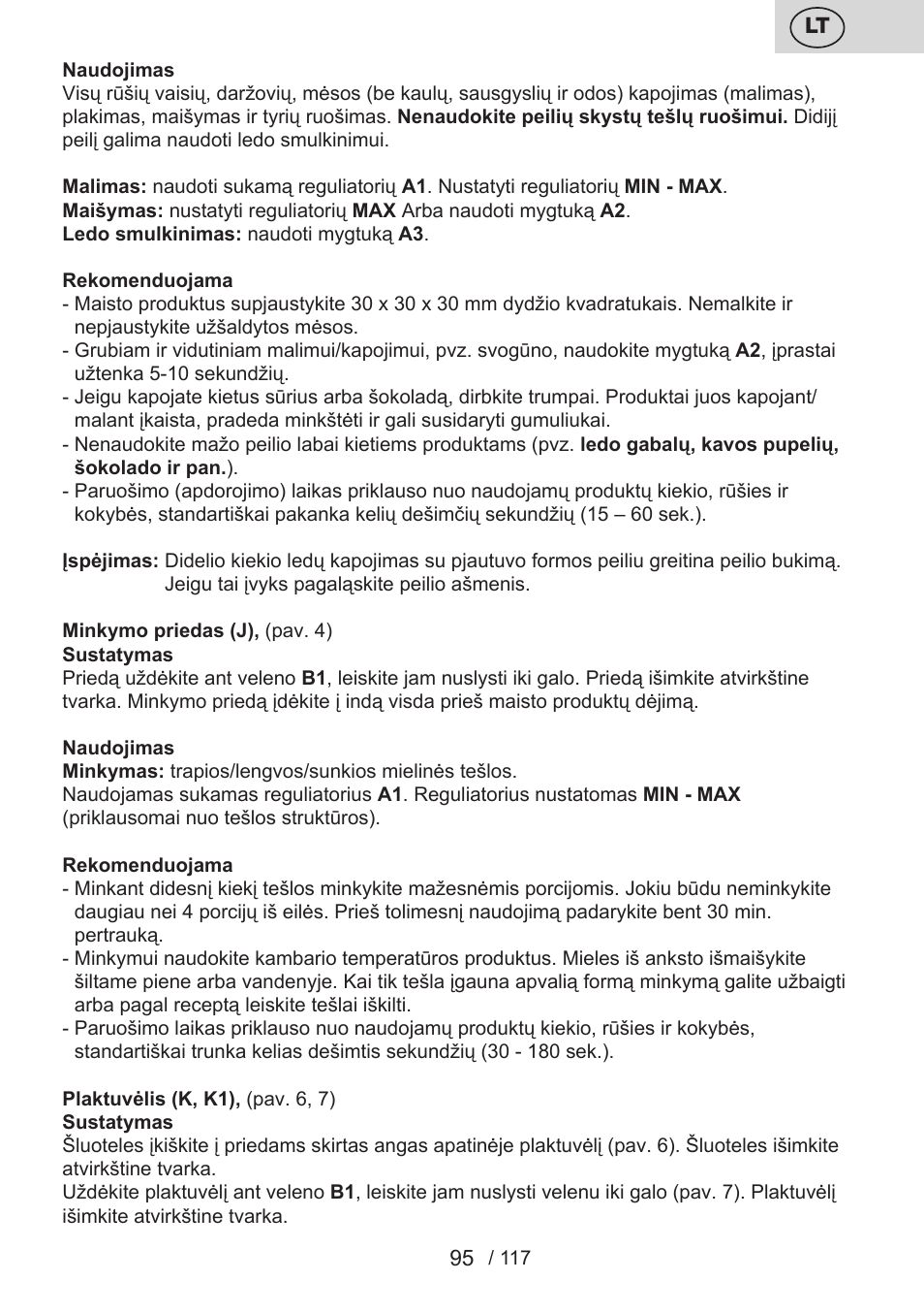 ETA Centrino s doplňkovým příslušenstvím User Manual | Page 95 / 120
