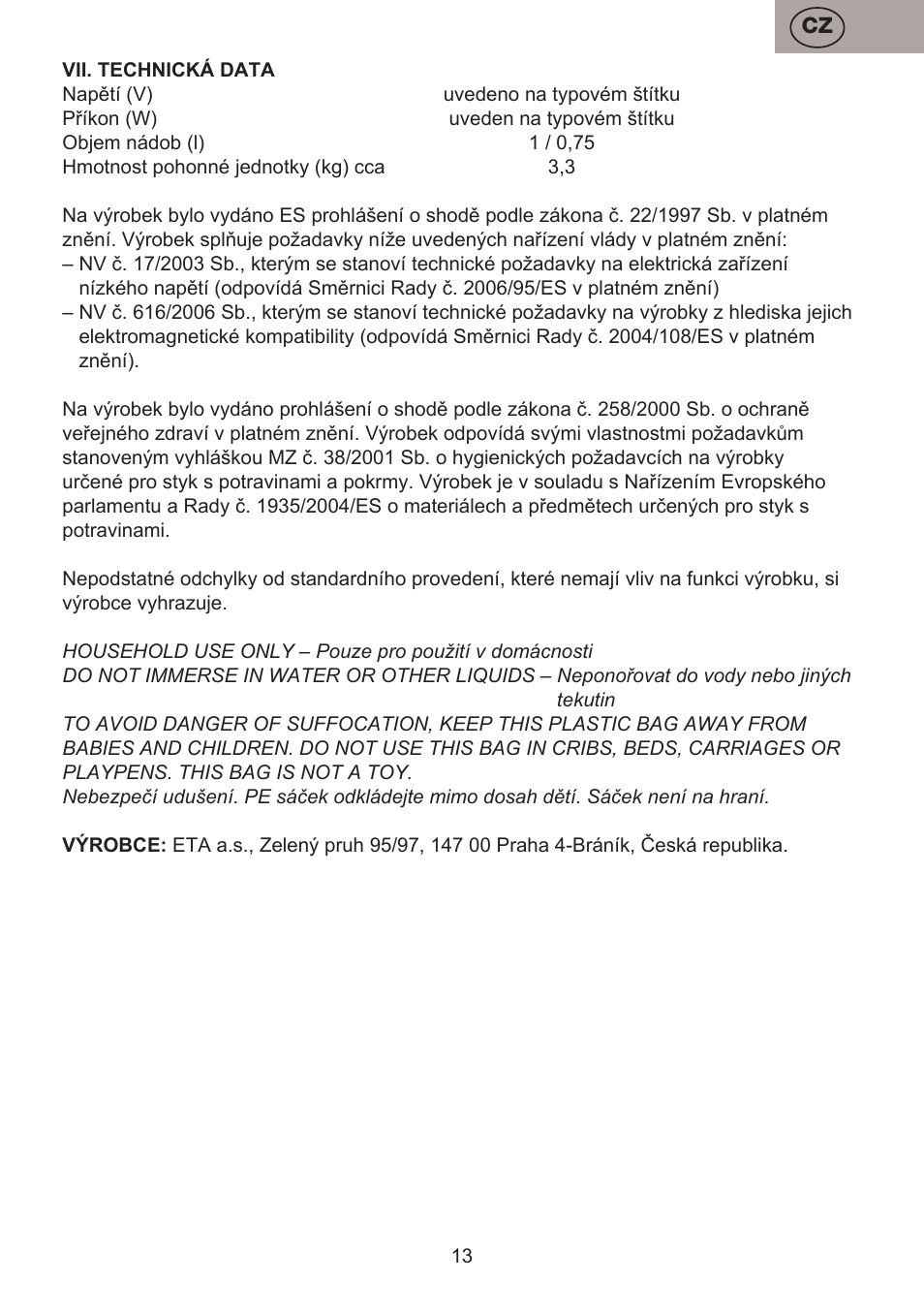 ETA Bross User Manual | Page 13 / 68