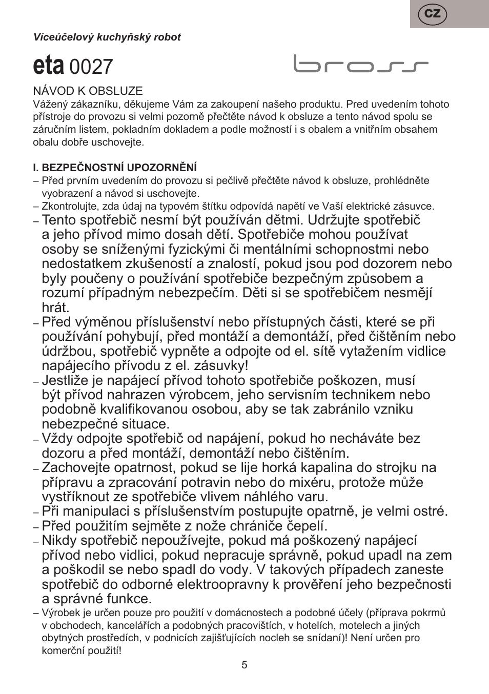ETA Bross User Manual | Page 5 / 68