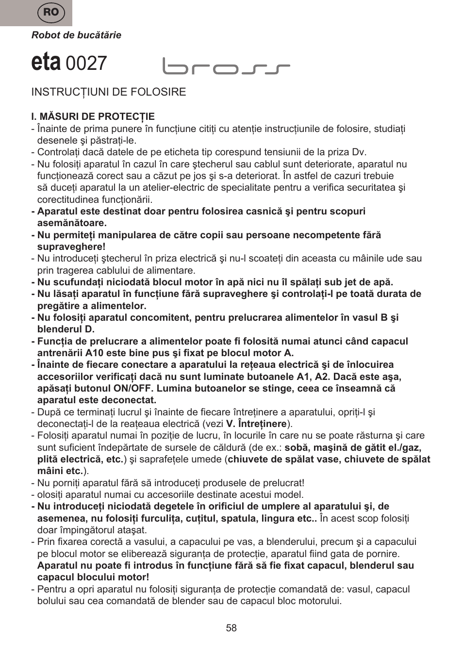 ETA Bross User Manual | Page 58 / 68