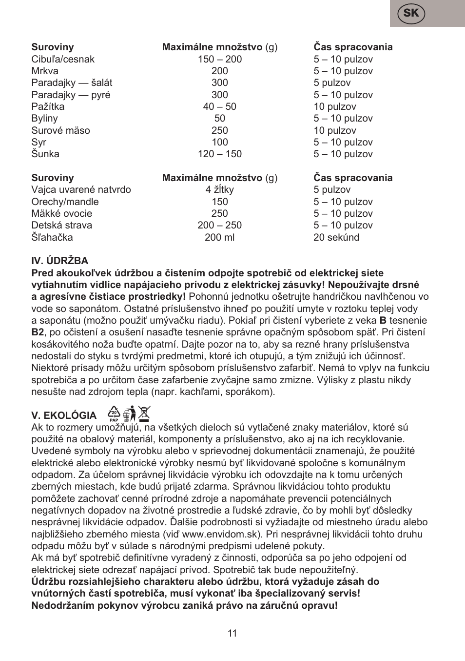 ETA Choppic User Manual | Page 11 / 32
