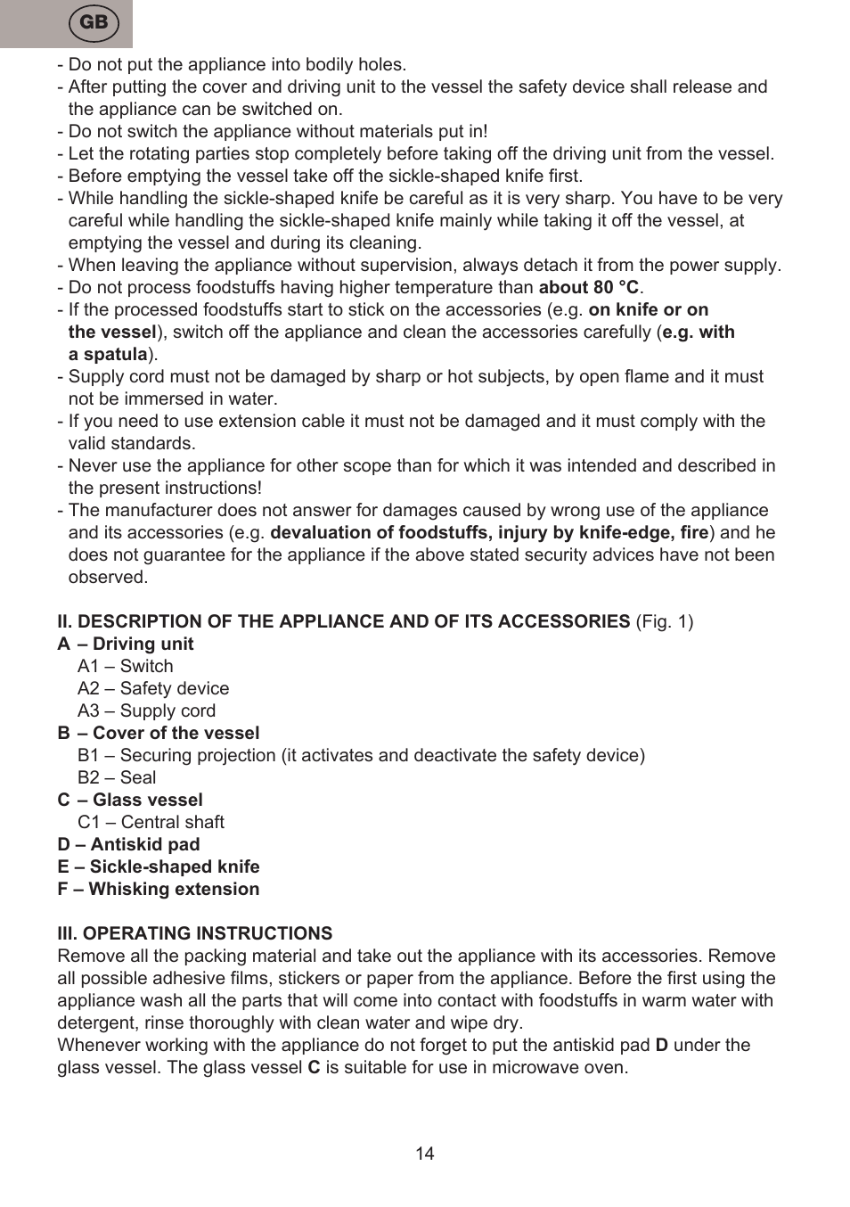 ETA Choppic User Manual | Page 14 / 32