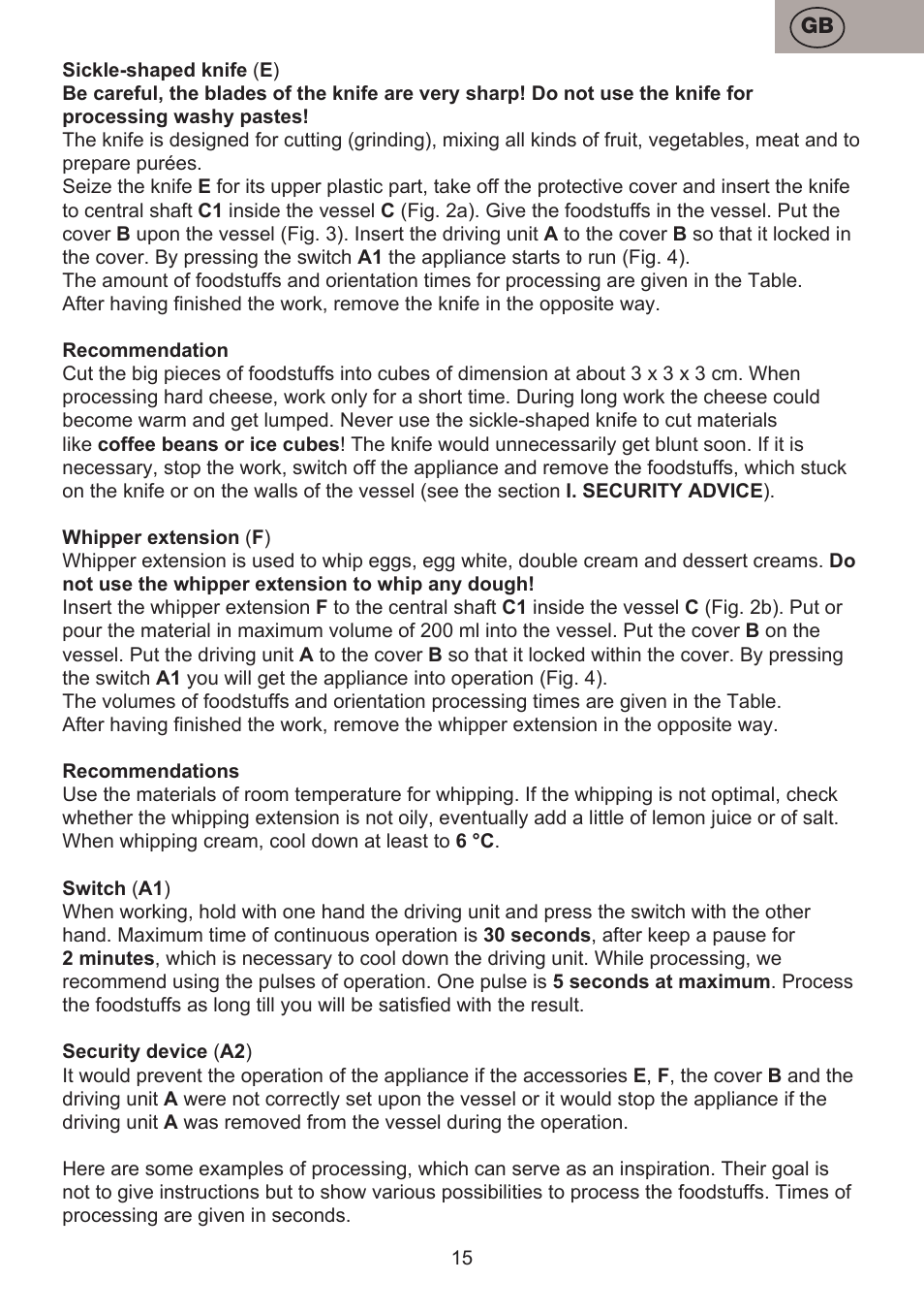 ETA Choppic User Manual | Page 15 / 32