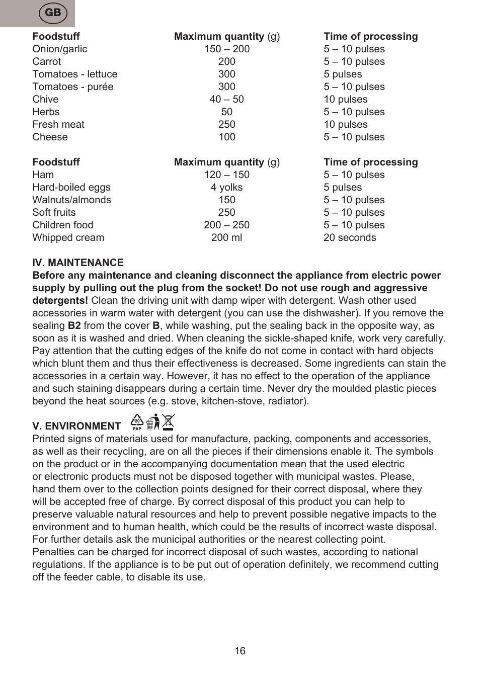 ETA Choppic User Manual | Page 16 / 32