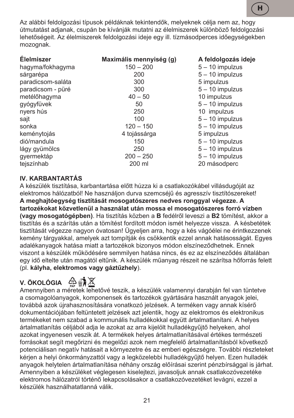 ETA Choppic User Manual | Page 21 / 32