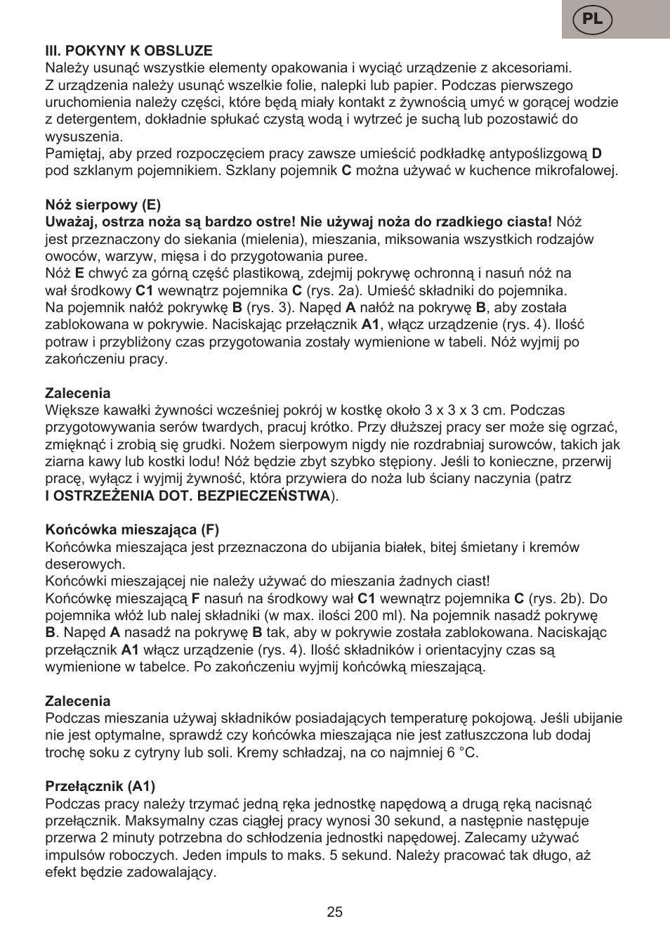 ETA Choppic User Manual | Page 25 / 32