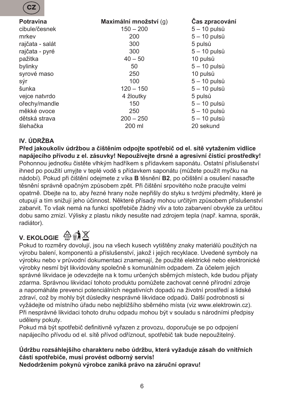 ETA Choppic User Manual | Page 6 / 32