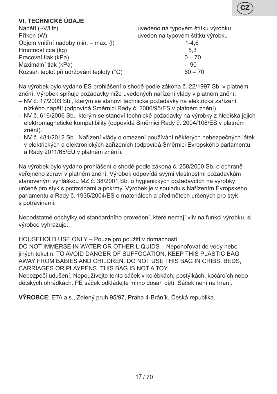 ETA Biopot User Manual | Page 17 / 72