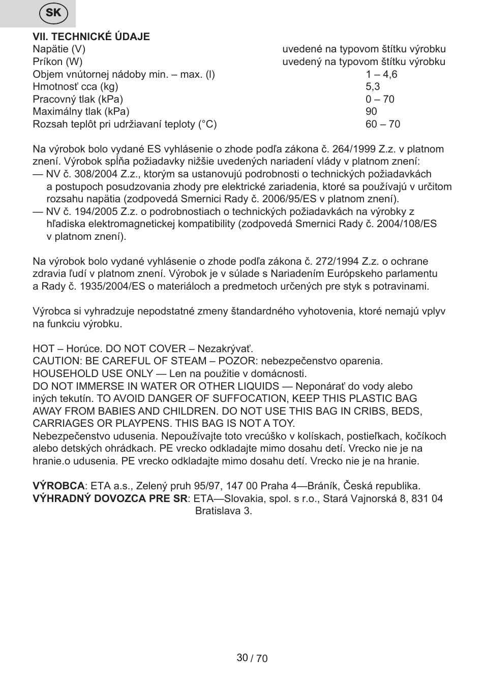 ETA Biopot User Manual | Page 30 / 72