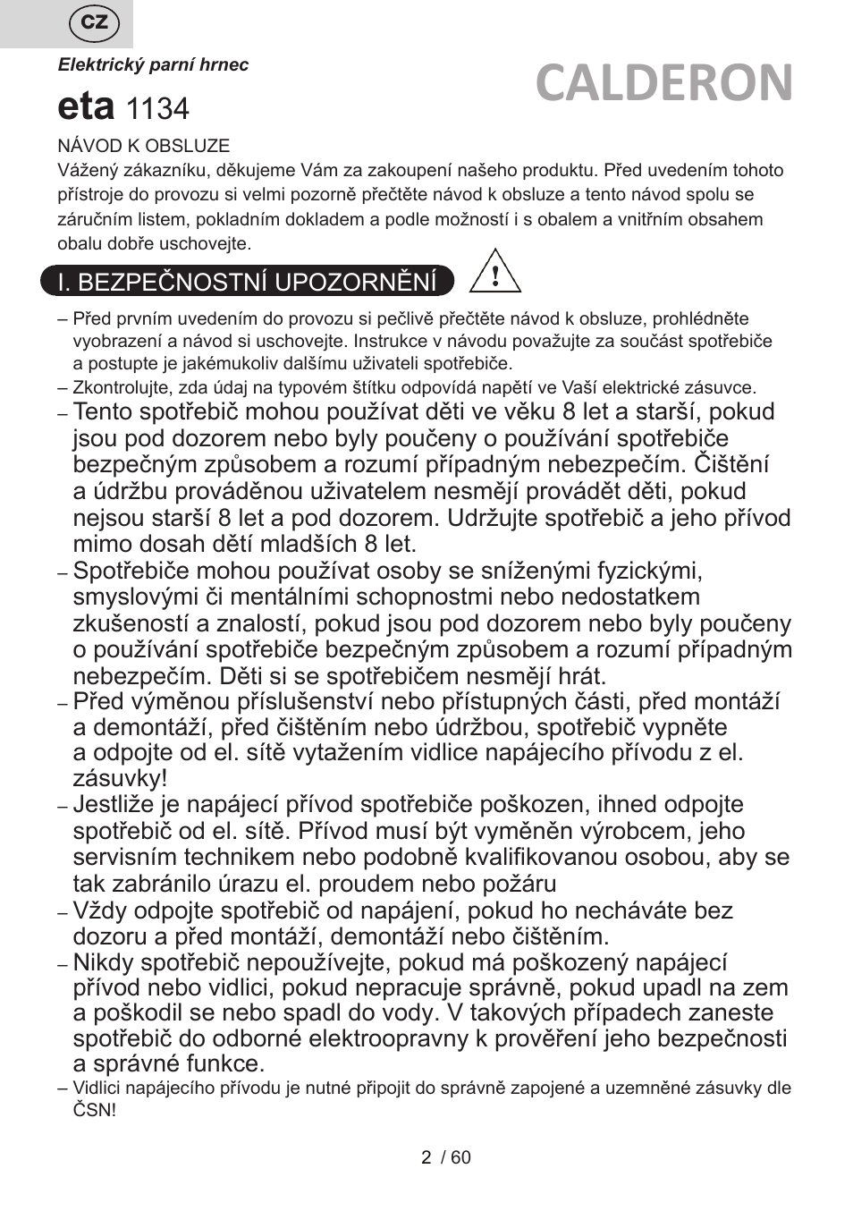 Calderon | ETA Calderon User Manual | Page 2 / 64