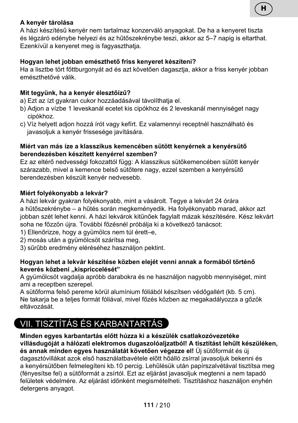 Vii. tisztítás és karbantartás | ETA Duplica Vital User Manual | Page 111 / 212