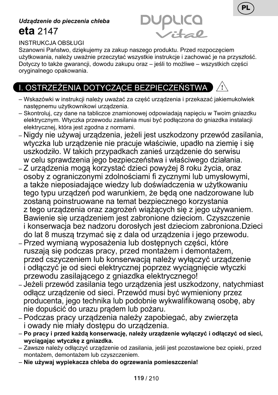 ETA Duplica Vital User Manual | Page 119 / 212