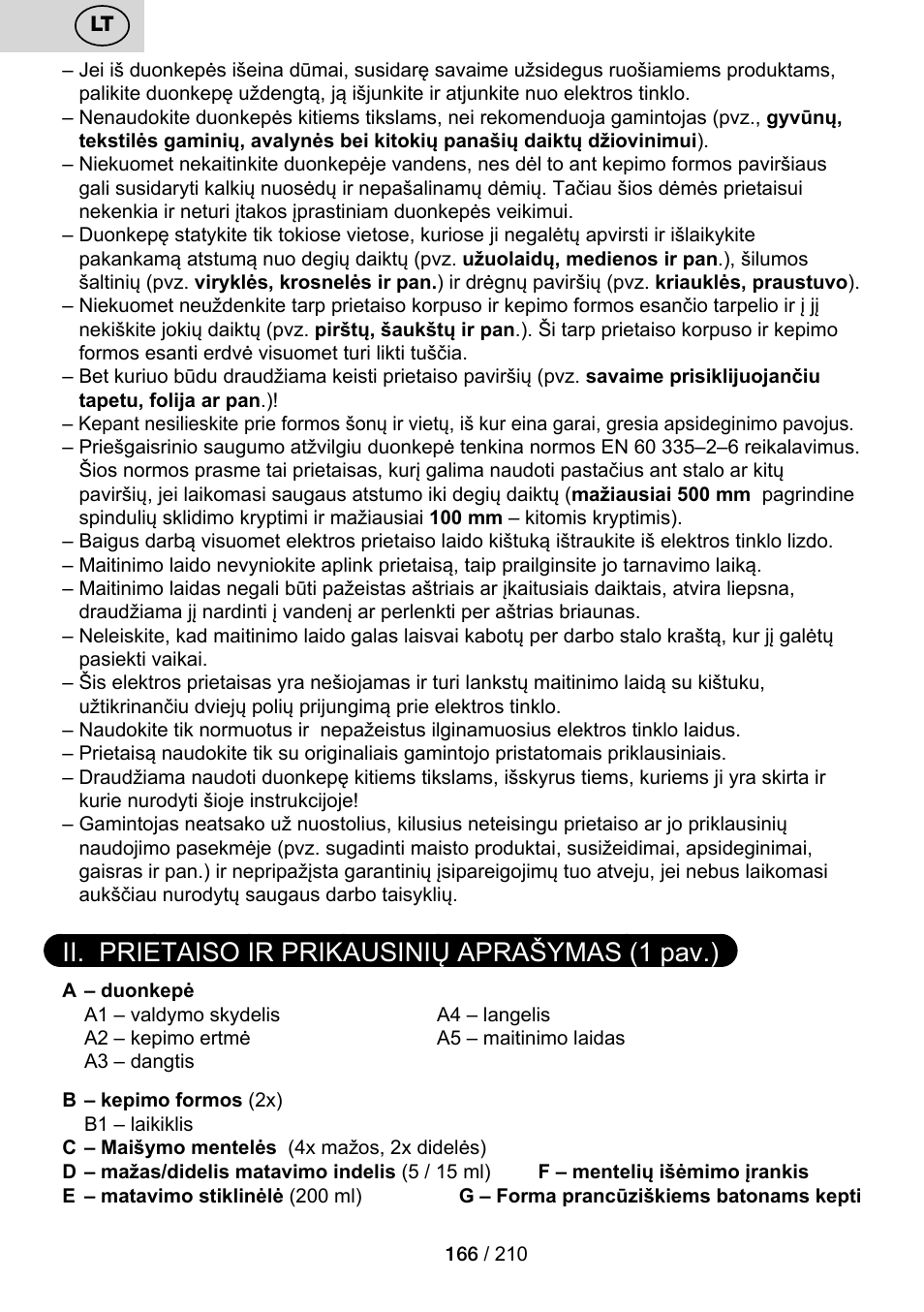 Ii. prietaiso ir prikausinių aprašymas (1 pav.) | ETA Duplica Vital User Manual | Page 166 / 212