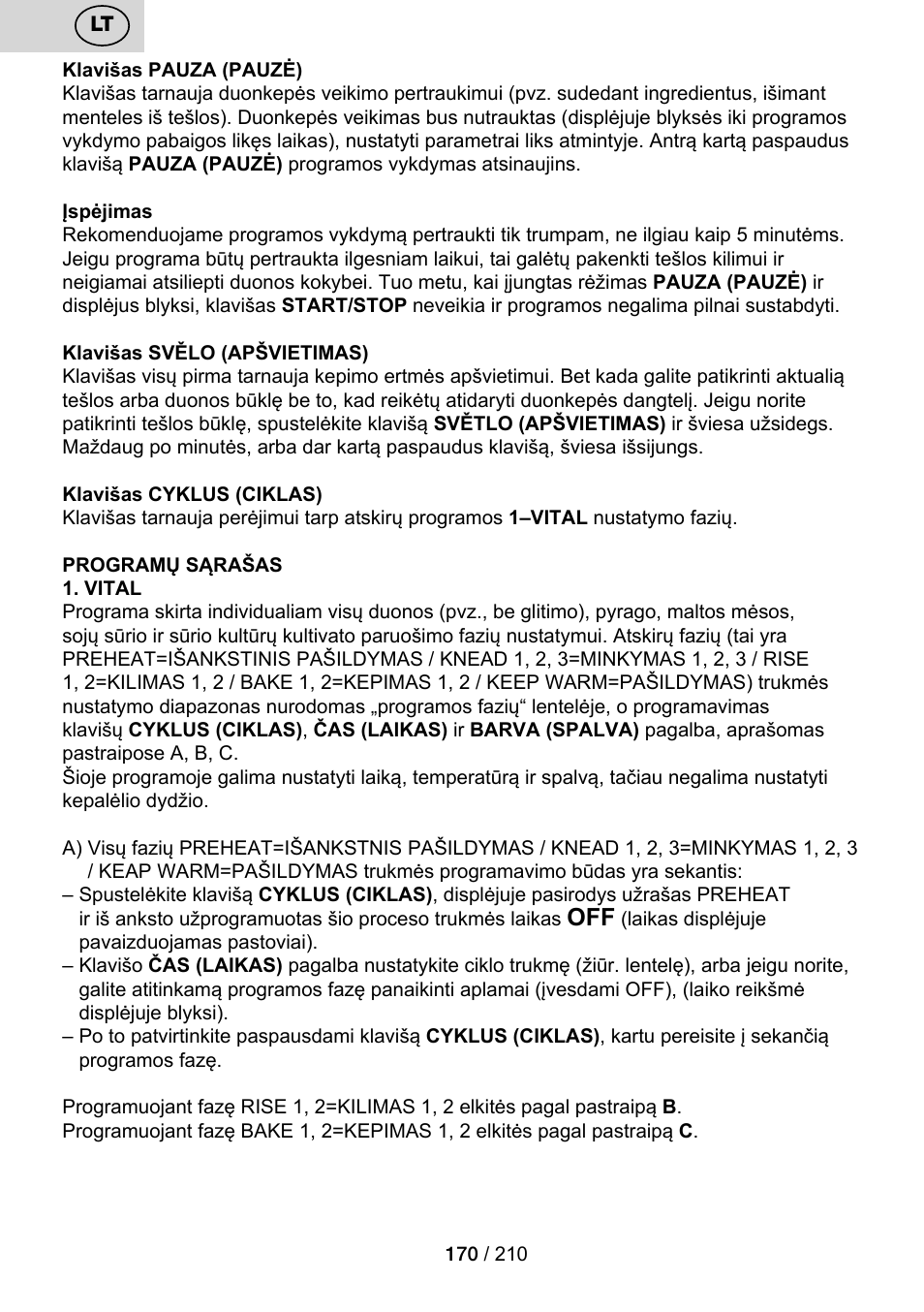 ETA Duplica Vital User Manual | Page 170 / 212