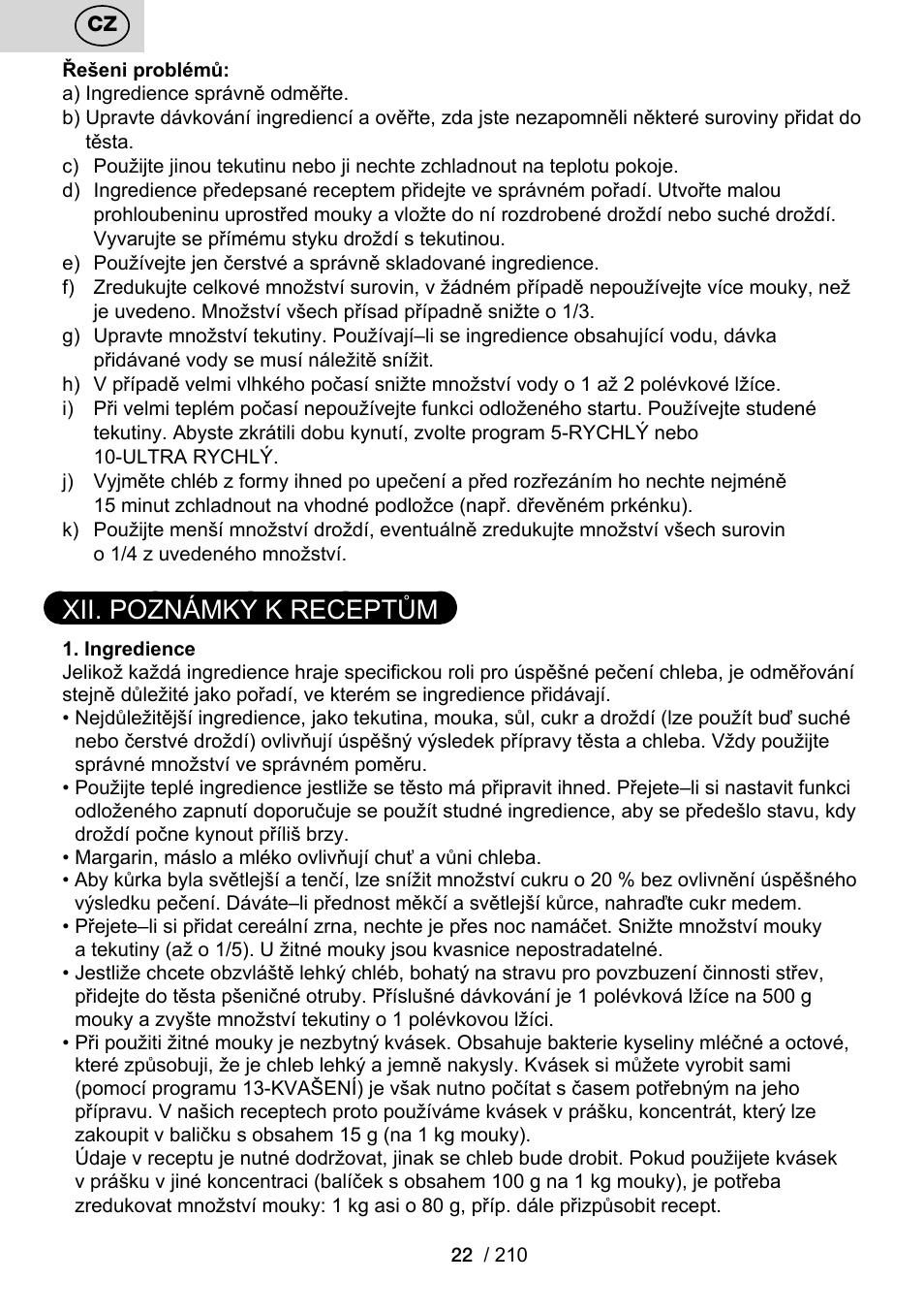Xii. poznámky k receptům | ETA Duplica Vital User Manual | Page 22 / 212