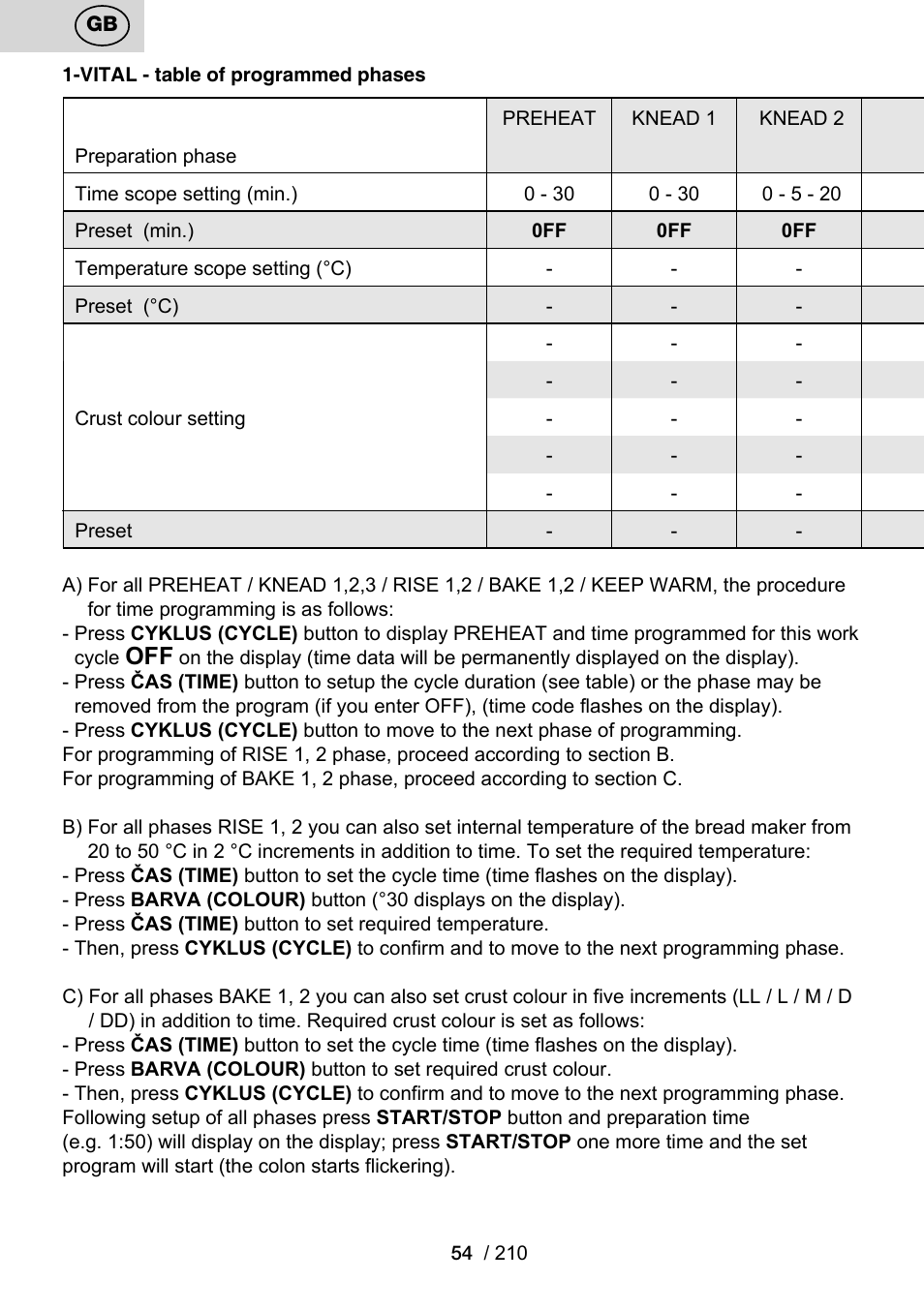 ETA Duplica Vital User Manual | Page 54 / 212