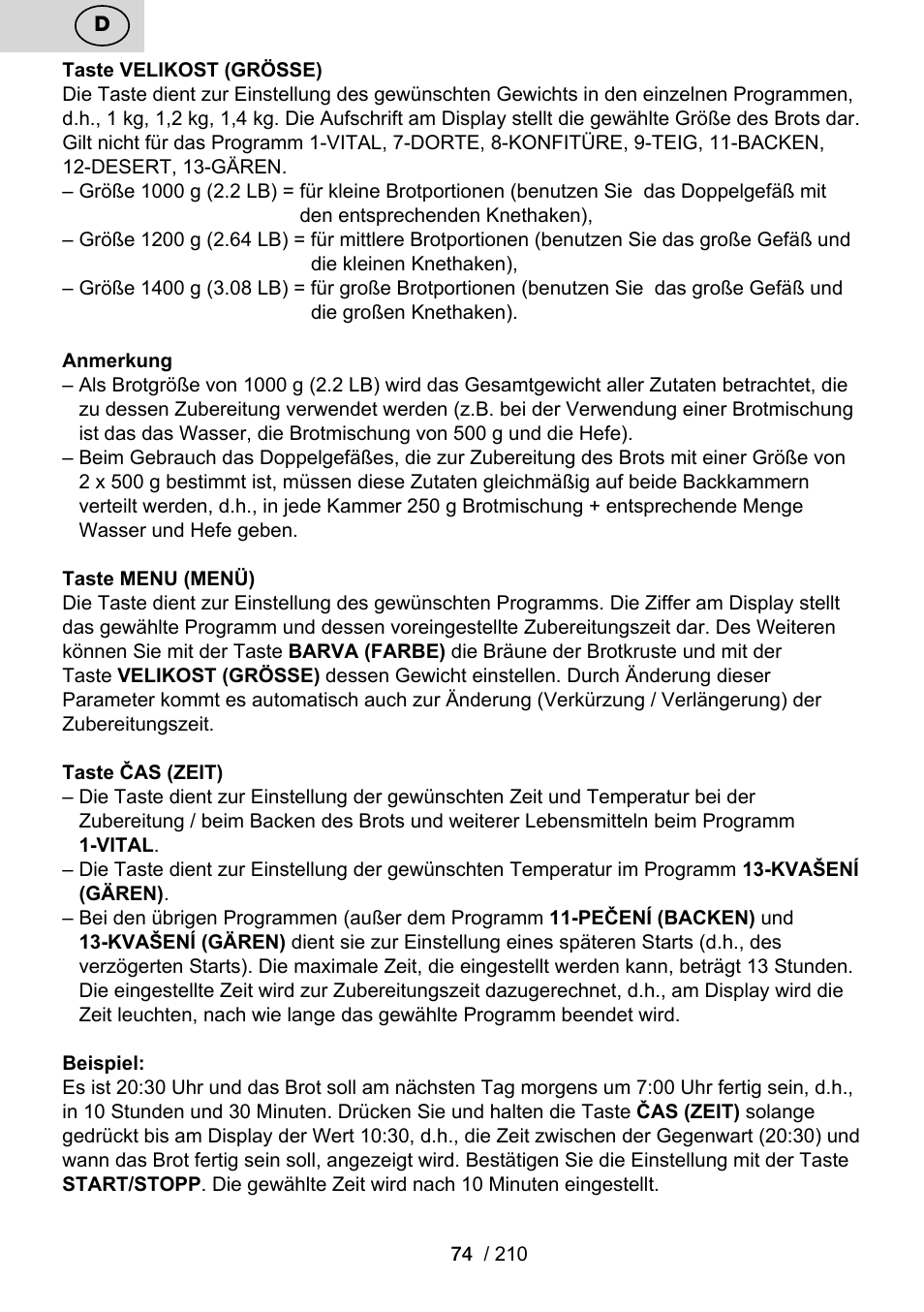 ETA Duplica Vital User Manual | Page 74 / 212