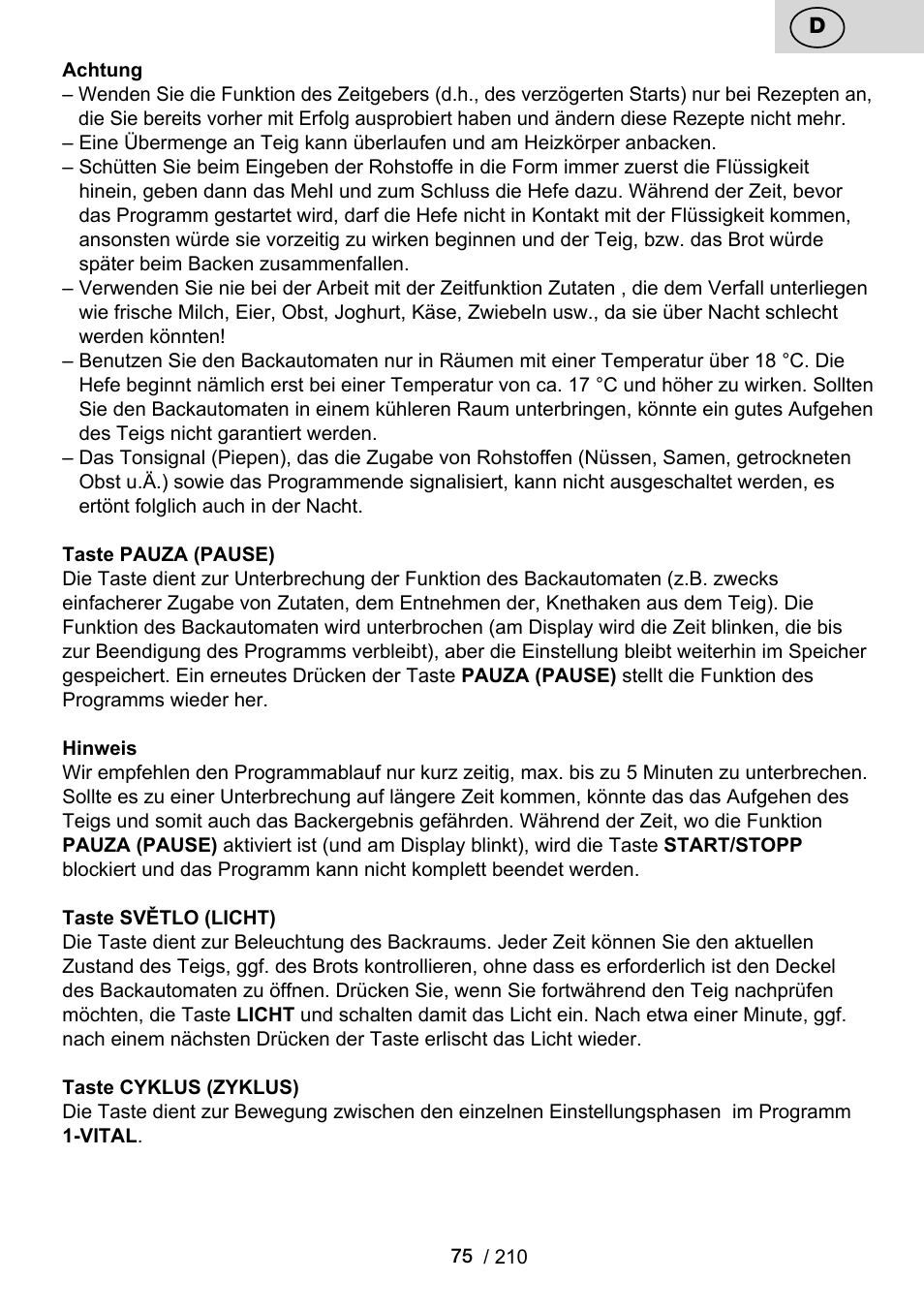 ETA Duplica Vital User Manual | Page 75 / 212