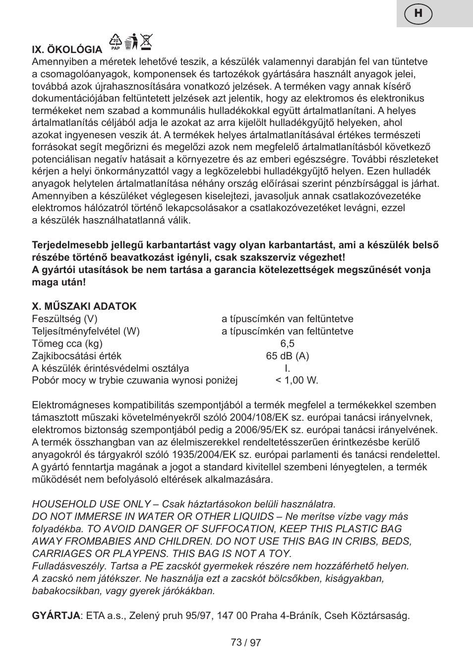 ETA Crustum User Manual | Page 73 / 100